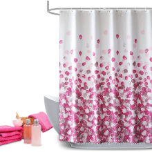 Cortina de chuveiro rosa Conjunto de cortinas de tecido de banheiro